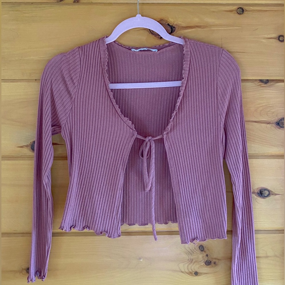 Maroon front tie cardigan